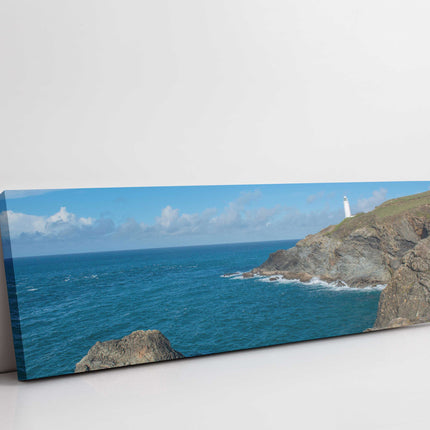 Trevose head lighthouse on North Cornwall coast. Panoramic canvas picture print