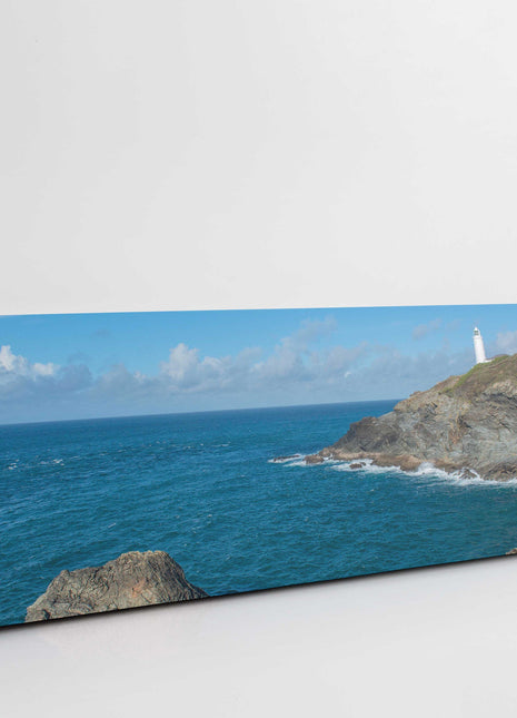 Trevose head lighthouse on North Cornwall coast. Panoramic canvas picture print