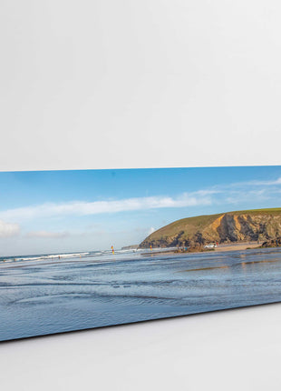 Mawgan porth beach canvas picture print panoramic beach scene art
