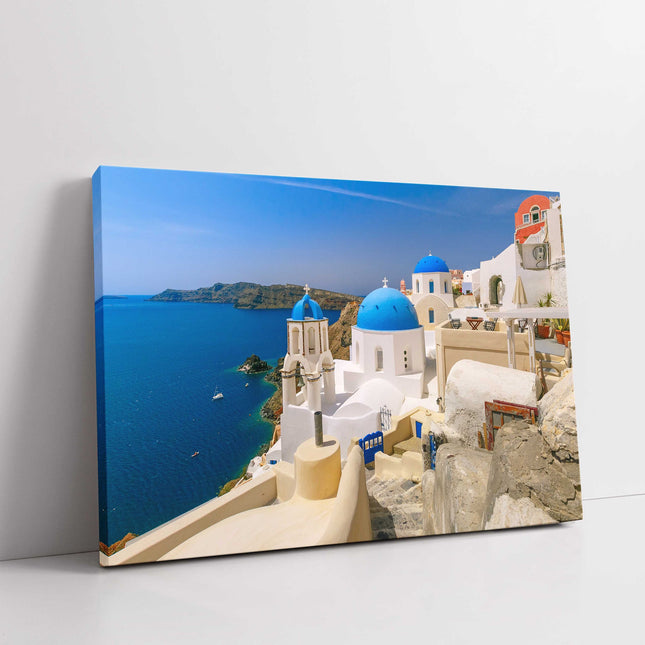 Santorini, Greece. View of Oia village Canvas picture print landscape blue
