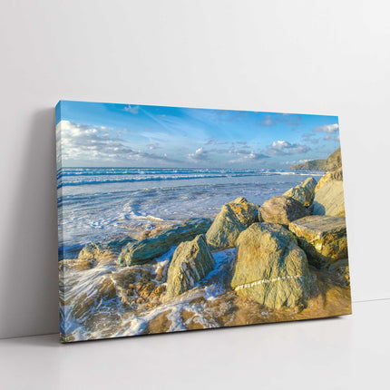 Watergate Bay beach, Cornwall. Surfing beach. Canvas Print.