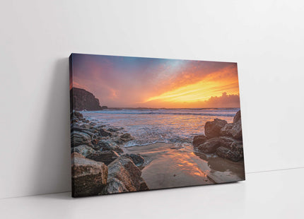 Sunset at Watergate Bay. Cornwall. Canvas Print. Home decor. beach/seascape