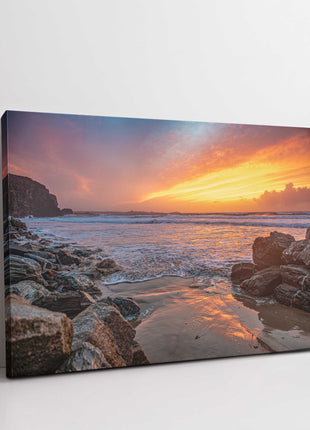 Sunset at Watergate Bay. Cornwall. Canvas Print. Home decor. beach/seascape