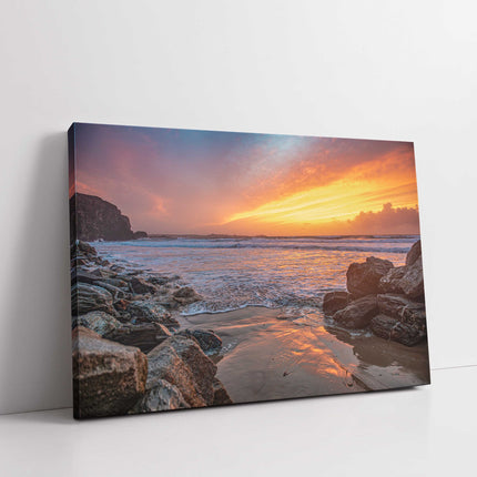 Sunset at Watergate Bay. Cornwall. Canvas Print. Home decor. beach/seascape