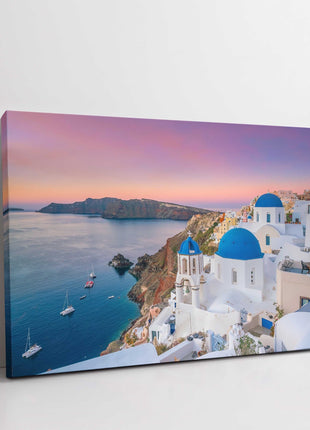 Santorini, Greece. View of Oia village at sunset. Canvas picture print