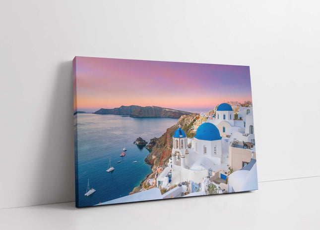 Santorini, Greece. View of Oia village at sunset. Canvas picture print