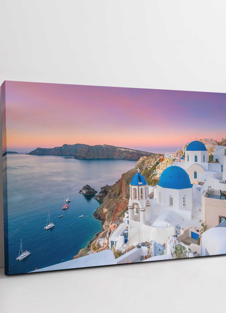 Santorini, Greece. View of Oia village at sunset. Canvas picture print