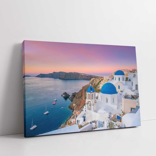 Santorini, Greece. View of Oia village at sunset. Canvas picture print
