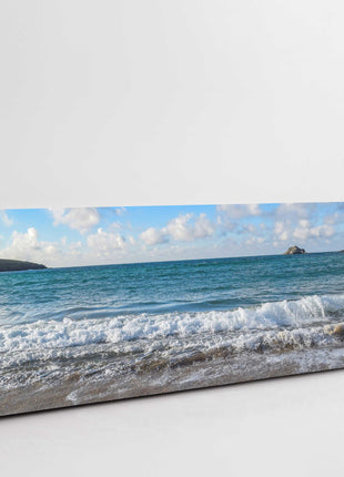 Crantock beach high tide beach scene panormaic canvas picture print