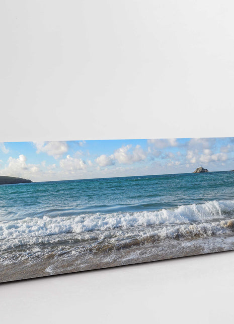 Crantock beach high tide beach scene panormaic canvas picture print