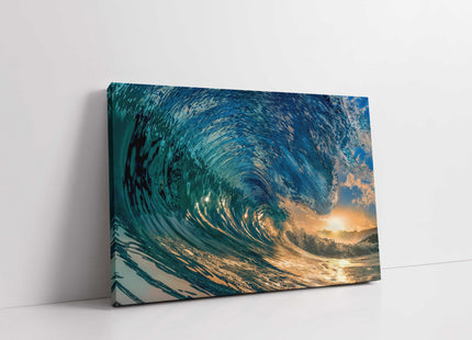 Sunset under the wave. Canvas picture print. Available in a choice of sizes.