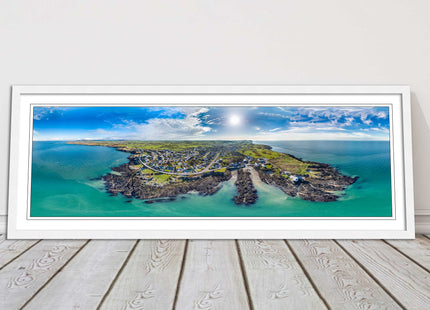 Anglesey aerial view. Panoramic framed picture print wales choice of frame