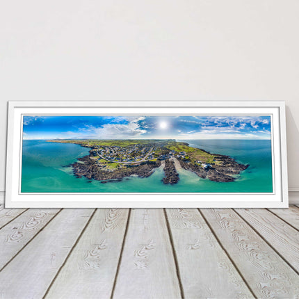 Anglesey aerial view. Panoramic framed picture print wales choice of frame