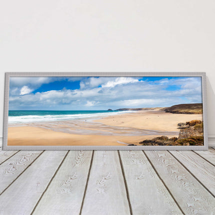 Perranporth Beach cornwall vibrant stunning view framed picture print