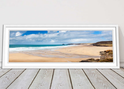 Perranporth Beach cornwall vibrant stunning view framed picture print