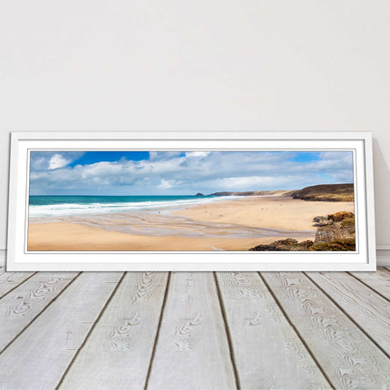 Perranporth Beach cornwall vibrant stunning view framed picture print