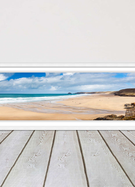 Perranporth Beach cornwall vibrant stunning view framed picture print