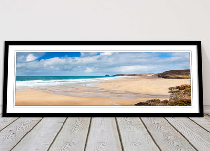 Perranporth Beach cornwall vibrant stunning view framed picture print