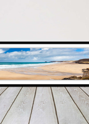 Perranporth Beach cornwall vibrant stunning view framed picture print