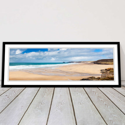 Perranporth Beach cornwall vibrant stunning view framed picture print