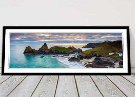 Kynance Cove, Cornwall. Panoramic framed picture print. A choice of frames.