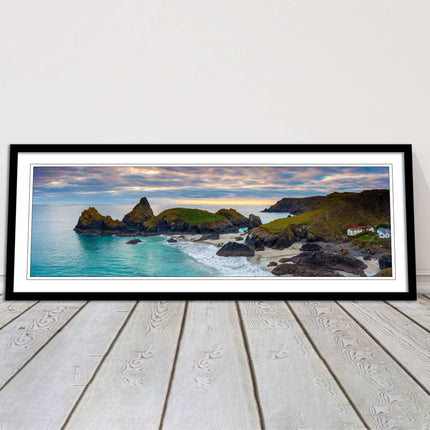 Kynance Cove, Cornwall. Panoramic framed picture print. A choice of frames.