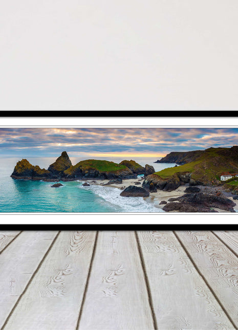 Kynance Cove, Cornwall. Panoramic framed picture print. A choice of frames.