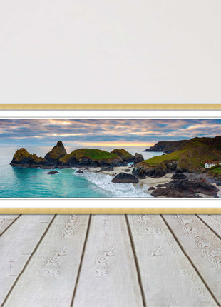 Kynance Cove, Cornwall. Panoramic framed picture print. A choice of frames.