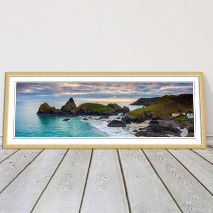 Kynance Cove, Cornwall. Panoramic framed picture print. A choice of frames.