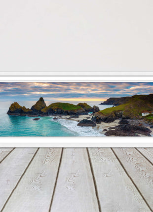 Kynance Cove, Cornwall. Panoramic framed picture print. A choice of frames.