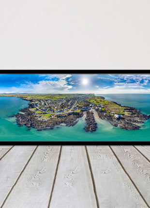 Anglesey aerial view. Panoramic framed picture print wales choice of frame