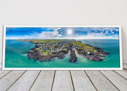 Anglesey aerial view. Panoramic framed picture print wales choice of frame