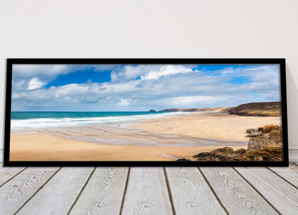 Perranporth Beach cornwall vibrant stunning view framed picture print