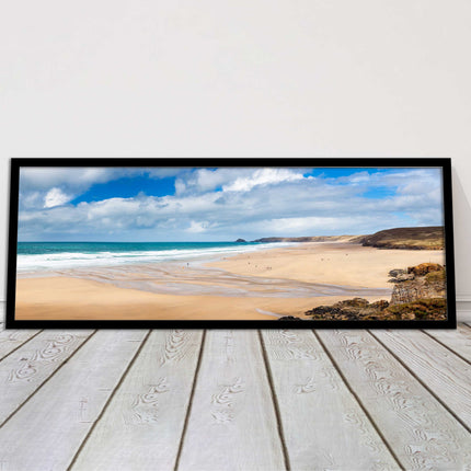 Perranporth Beach cornwall vibrant stunning view framed picture print