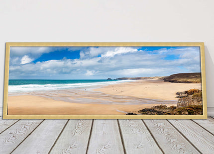 Perranporth Beach cornwall vibrant stunning view framed picture print