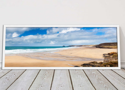 Perranporth Beach cornwall vibrant stunning view framed picture print