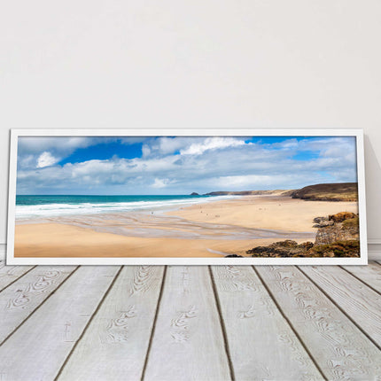Perranporth Beach cornwall vibrant stunning view framed picture print