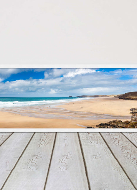 Perranporth Beach cornwall vibrant stunning view framed picture print