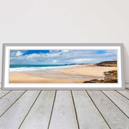 Perranporth Beach cornwall vibrant stunning view framed picture print