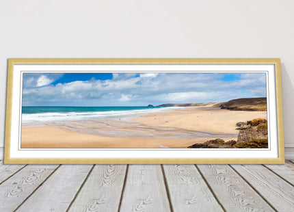 Perranporth Beach cornwall vibrant stunning view framed picture print