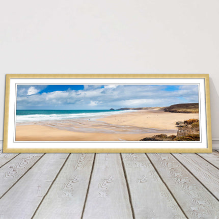 Perranporth Beach cornwall vibrant stunning view framed picture print