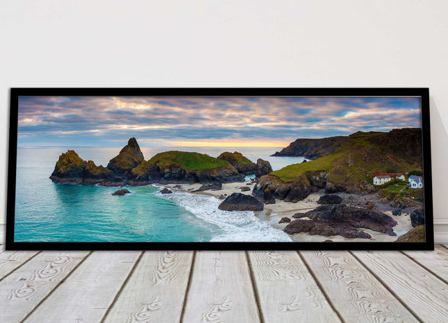 Kynance Cove, Cornwall. Panoramic framed picture print. A choice of frames.
