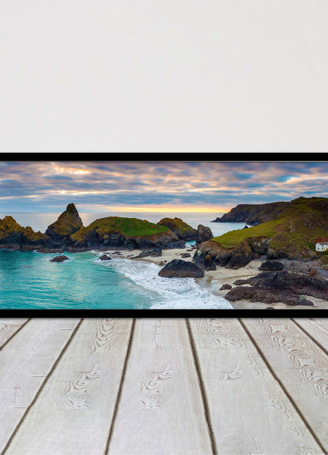 Kynance Cove, Cornwall. Panoramic framed picture print. A choice of frames.