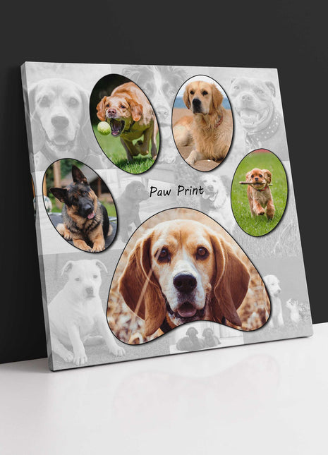 Dog or cat paw framed canvas picture print. Choose 5 main pictures