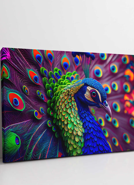 Peacock showing of its colours, printed canvas picture.