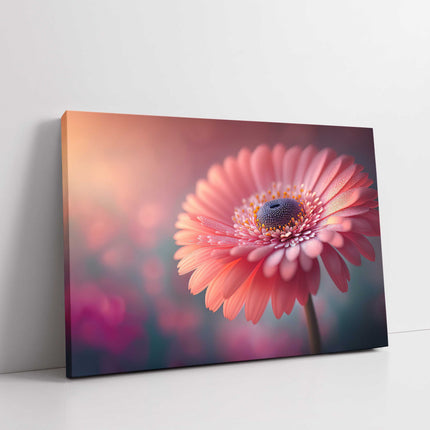 Pink Gerbera flower canvas picture print landscape