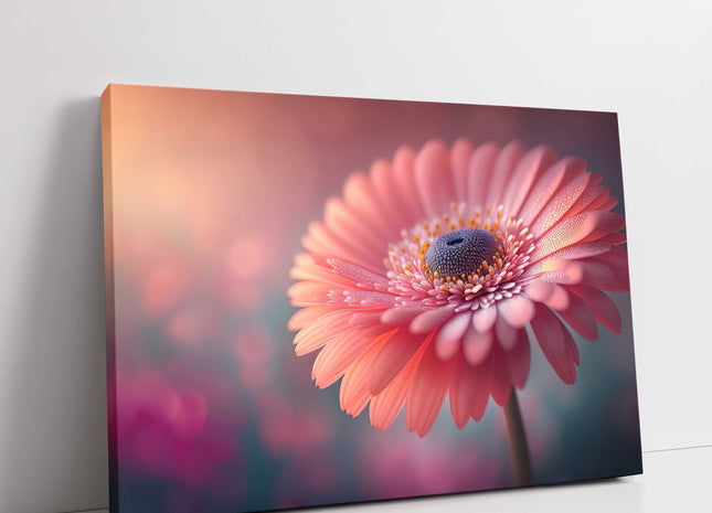 Pink Gerbera flower canvas picture print landscape