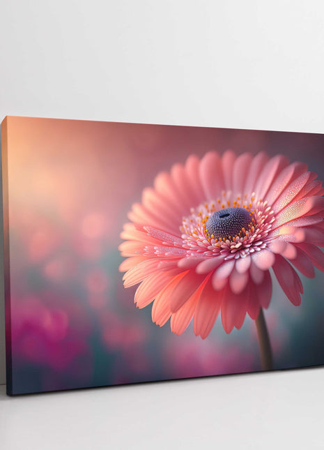 Pink Gerbera flower canvas picture print landscape