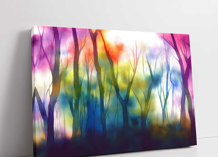 Abstract trees bright and colourful canvas picture print