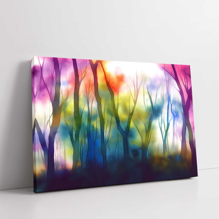 Abstract trees bright and colourful canvas picture print